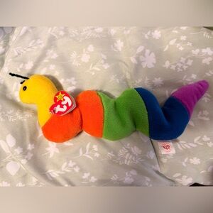 Ty “Inch”Rainbow Caterpillar Plush Toy - Yellow, Orange, Green, Blue, Purple